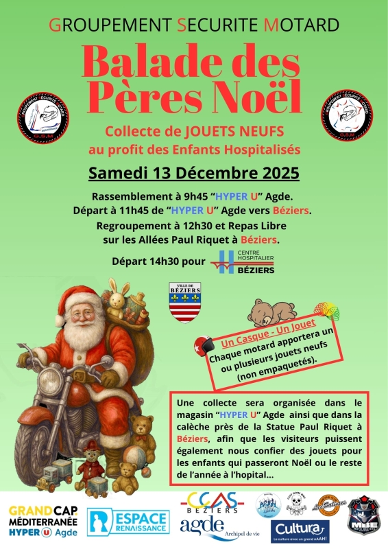 Balade des Pères Noël en moto
